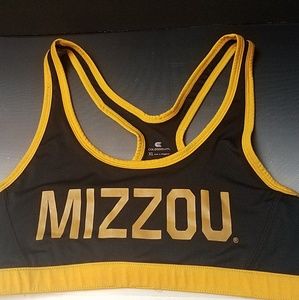 Mizzou black yellow sports top bra XL